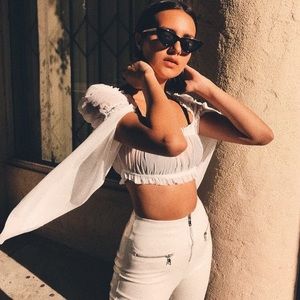 I.AM.GIA Lewis Off The Shoulder Crop Top White